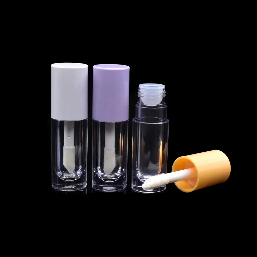 Deluxe Fillable 6ml Lip Gloss Container Transparente DIY Plastic Round Lipstick Tube con aplicador