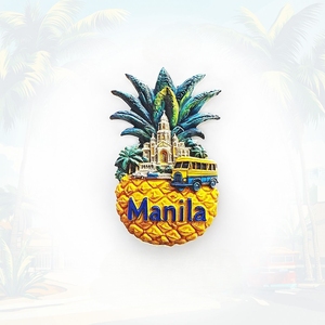 Aimant de réfrigérateur personnalisé Philippines, aimant de réfrigérateur à l'ananas de Manille, autocollant magnétique 3D, souvenir de voyage, cadeau pour la décoration de la maison - Product Image 1