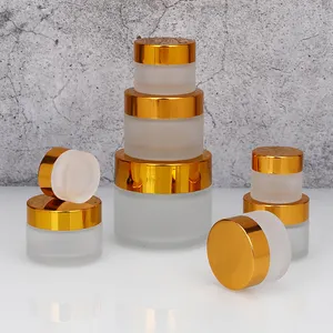 100ml 50ml 30ml 20ml 15ml 10ml 5ml Skincare Cosmetic Glass Container Wholesale Frosted Glass Cosmetic Cream Jar