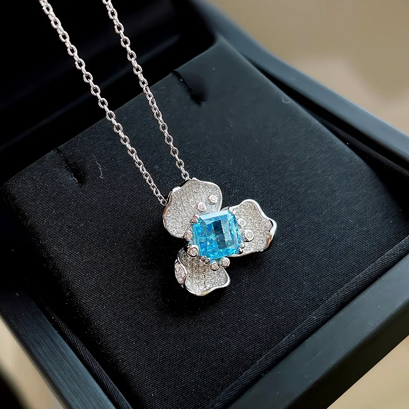 925 Sterling Silver Celtic Layered Blue Butterfly Pendant Necklace Aniversário Jóias Presentes para Suas Mulheres Meninas