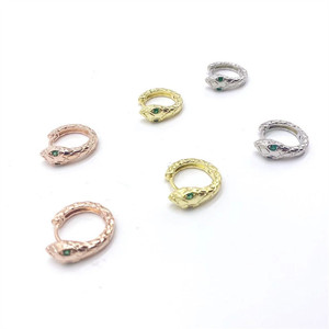 Snake-Shaped <b>Cuff</b> <b>Earrings</b> Zinc Alloy Micro Insert Emerald Eyes Small Animal Design Fashion Jewelry - Product Image 1