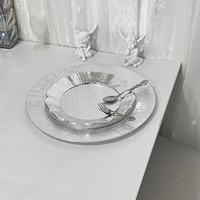 Assiettes de présentation en plastique argenté de luxe, style vintage, pour mariages, hôtels et fêtes