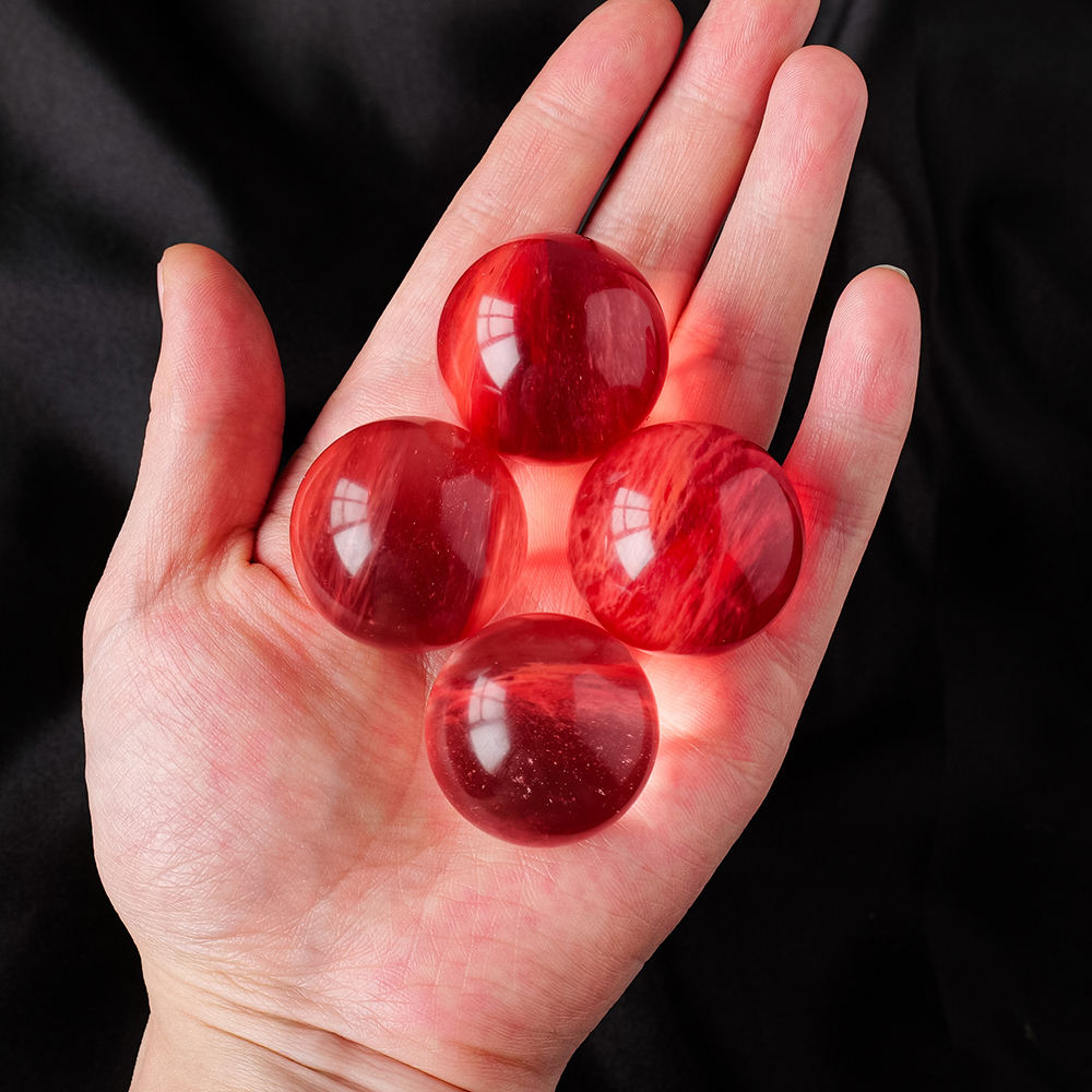 Red Melting Stone Crystal Sphere for Home Decoration
