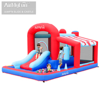 Château gonflable Airmyfun avec toboggan pour enfants, utilisation extérieure et à domicile, capacité 3 personnes, installation facile, fête familiale, 420D+840D