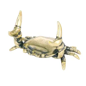 Retro old brass crab Four Treasures of the Study put pen to paper shelf antique pen holder crafts ornaments