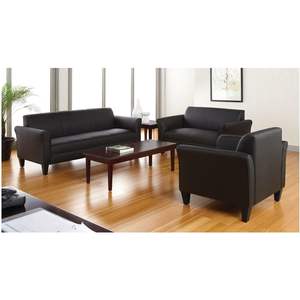 Fauteuil club de la série Alera ALE Reception Lounge, en cuir noir/noir, élégant, pour salle d'attente - Product Image 5