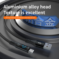 Cable de Datos de Carga Rápida USB a USB Tipo C QC 3.0 de 27 W, Máximo 9 V/3 A, con Pantalla LED Digital Razonable, Duradero, Trenzado de Nailon