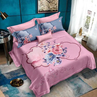 Schöne digital bedruckte schwarz und gold Blume Bettlaken Bett bezug Set aus Polyester Material Stoff