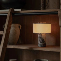 Lámpara de Mesa de Mármol de Lujo con Pantalla de Tela |   Lámpara de Noche Moderna Decorativa para Sala de Estar y Dormitorio