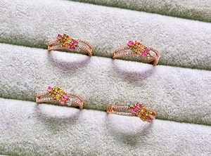 Vente en gros de pierres précieuses naturelles lisses, <span class=keywords><strong>Tourmaline</strong></span> Rose S925 incrustées d'argent, bagues en or Rose - Product Image 3