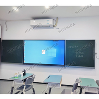 HUSHIDA 65 75 86 100 Inch Layar 4K Papan Tulis Pintar Layar Sentuh Digital untuk Pengajaran Sekolah Panel Datar Papan Tulis Interaktif