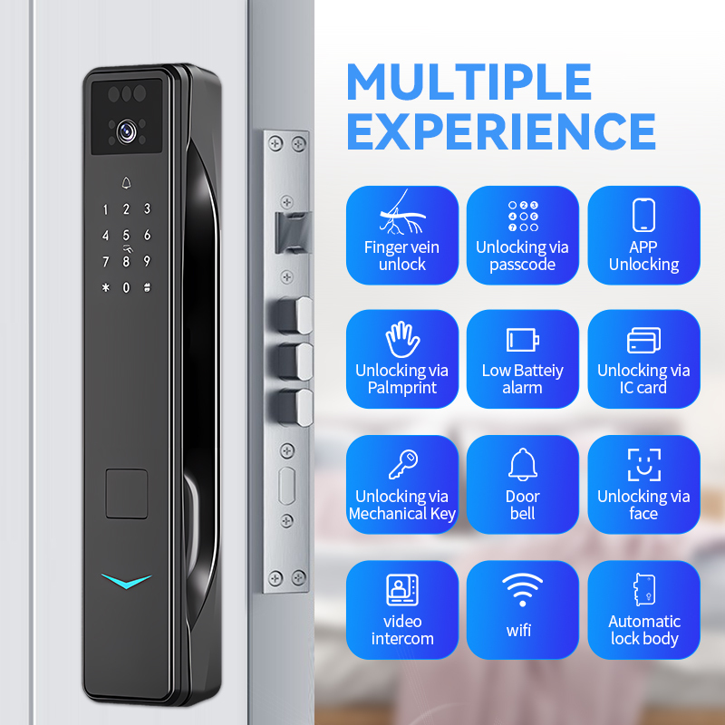 2025 Smart Door Lock ISEE HOME Wifi Fingerprint Pulm Cerradura Inteligente Digital Safe Smart Locks With 3D Face Camera · image 2