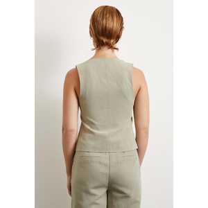 Chaleco de Lino y Algodón para Mujer con Bolsillos, Prenda Exterior Transpirable, Color Gris - Product Image 1