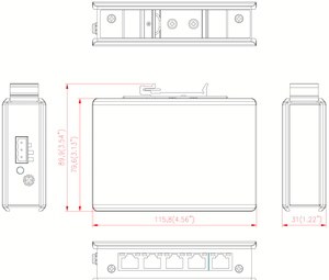 5‑Port Unmanaged Industrial Gigabit <b>Ethernet</b> <b>Switch</b>, DIN‑Rail - <b>SWITCH</b> 2005GT - Product Image 4