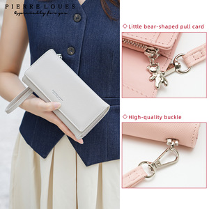 Pierre Loues Women's <b>Long</b> <b>Wallet</b> Black Pink Solid Color Large Capacity RFID Blocking Everyday Use - Product Image 4