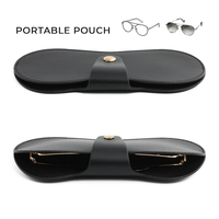 Étui portable en PU pour lunettes de soleil, personnalisable avec logo, boîte souple pour lunettes, rangement de voyage, support à lunettes avec fermeture à pression et passepoil