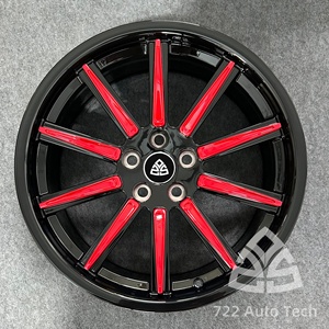Rines Forjados Negros y Rojos 722auto de 18, 19 y 20 Pulgadas, 5x112, 5x114.3, 5x120, Cóncavos Profundos para Porsche 911, BMW M2, Audi RS3, Ferrari Roma - Product Image 1
