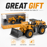 Modèle de bulldozer à friction en alliage de zinc personnalisé OEM avec pelle mobile et cabine détaillée, jouet de construction de collection, cadeau