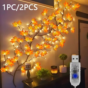 Luce LED Flessibile in PVC a Forma <span class=keywords><strong>di</strong></span> Rattan Alimentata via USB, Lampada a Ramo d'Albero Fai-da-Te per Decorazioni Natalizie, Illuminazione d'Ambiente per Casa, Pareti e Finestre - Product Image 3
