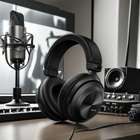 Midiplus HM80 Headphone Monitor Studio profesional, Headphone Stereo pemantauan Headset, Headphone bandana yang dapat disesuaikan dengan kabel