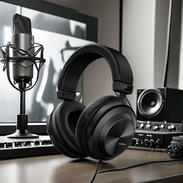 Midiplus HM80 Professional Studio Monitoring Headphones,Headset Monitoring Stereo Headphone,Wired Adjustable Headband Headphones