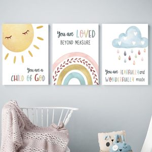 Nuages, soleil et <span class=keywords><strong>arc</strong></span>-<span class=keywords><strong>en</strong></span>-<span class=keywords><strong>ciel</strong></span> Poster Core, <span class=keywords><strong>chambre</strong></span> et hall d'entrée peinture avec cadre intérieur <span class=keywords><strong>en</strong></span> bois de pin. Service OEM/ODM - Product Image 2