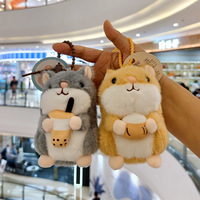 Peluches Hamster Kawaii pour Filles, Saint-Valentin, Adorables Petits Animaux en Peluche, Porte-clés en Peluche, Sac à Dos pour Enfants
