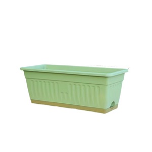 <b>Rectangular</b> Plastic Nursery <b>Pot</b> With Drainage Holes For Balcony Vegetable <b>Planting</b> Green And White Color Combination Desktop - Product Image 5