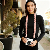Nouveaux accessoires : Sangle de sac bandoulière pour appareil photo, tressée à la main, durable, écologique, imprimée UV, avec crochet métallique, style nordique INS