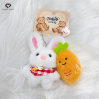 Porte-clés pendentif en peluche authentique sous licence IP, doux et mignon, petit ours ou lapin, style dessin animé
