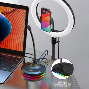 Gavit gk55 RGB Microphone USB condenser cho <span class=keywords><strong>PC</strong></span> chơi Game chế độ tối LED ánh sáng omni-directional Mô hình cực có dây kết nối - Product Image 2
