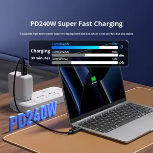 Câble <span class=keywords><strong>Thunderbolt</strong></span> 5 de haute qualité 8k/16k, transmission 80 Gbps/120 Gbps et charge rapide Type C vers Type C 240 W, câble <span class=keywords><strong>Thunderbolt</strong></span> 5 - Product Image 5