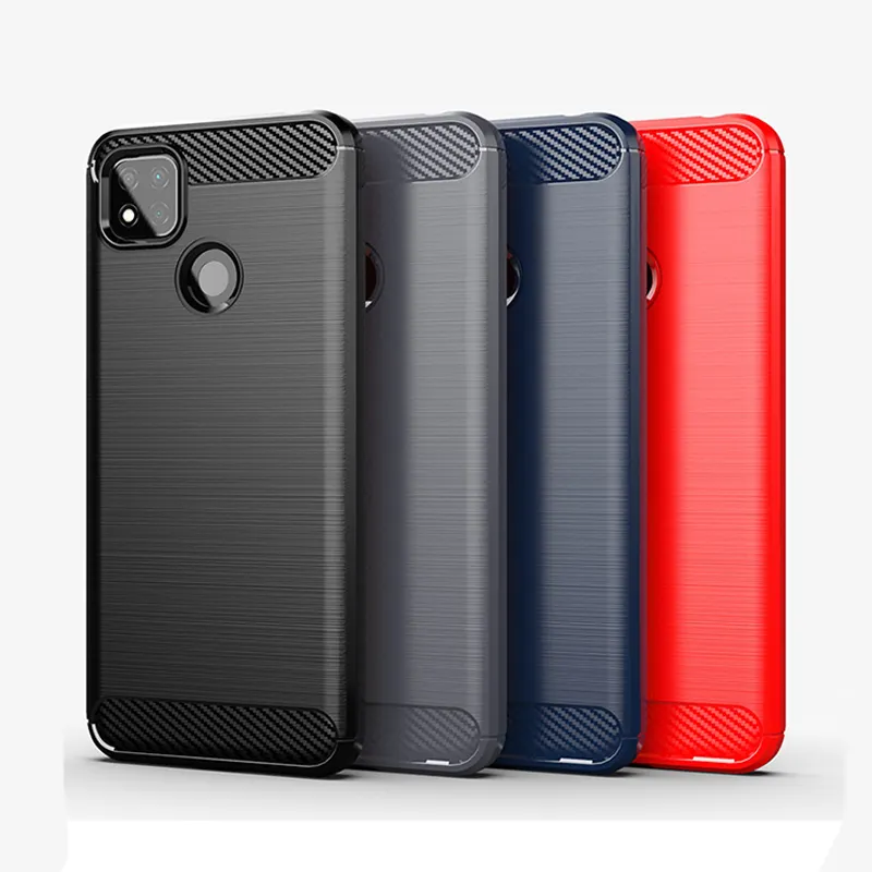 Hot Sale Luxury Shockproof Soft TPU Carbon Fiber Phone Cover For Xiaomi Redmi 9 9a 9C Case