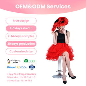 <span class=keywords><strong>Robe</strong></span> de scène personnalisée pour femmes adultes en tulle rouge et noir avec grand chapeau pour les événements de festival et les célébrations - Product Image 1