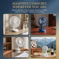 Ventilateur de bureau multifonctionnel 4 en 1, mini ventilateur USB Type C à clipser, ventilateur portable suspendu avec minuterie 1H 2H 4H 8H, ventilateur personnel silencieux pour chambre à coucher