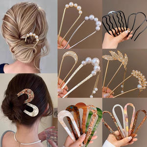 Accessoires d'épingles à cheveux en alliage <span class=keywords><strong>de</strong></span> style chinois pour femmes Fourches à cheveux à la mode pour filles Beauté en métal et acétate - Product Image 4