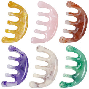 Cuerno portátil de mano moderno de lujo multifuncional Gua Sha rosa púrpura Sacalp meridiano masaje resina cinco dientes peine - Product Image 6