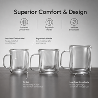 Tasses à café en verre à double paroi personnalisées fabriquées en usine pour le café expresso