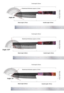 มีดซันโตะกุเหล็กดามัสกัสแบบดั้งเดิมของ XF กวางตุ้ง ขนาด 8-9.9 นิ้ว คมกริบพิเศษ ใช้งานได้ทั้งสองมือ ด้ามไม้ทรงตัวอย่างดี หรูหรา - Product Image 4