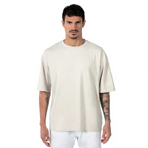 T-shirt en jersey imprimé surdimensionné pour homme, 100 % coton, col rond, manches courtes, tricoté, devant uni, couleur unie, vêtement décontracté - Product Image 1