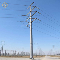 Poteau électrique en acier galvanisé de moyenne tension 35 kV personnalisé pour ligne de transmission aérienne