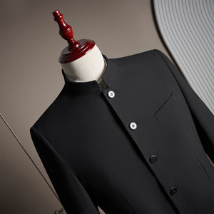 Traje Zhongshan <span class=keywords><strong>para</strong></span> <span class=keywords><strong>Hombre</strong></span>, Corte Slim Fit, con Cremallera y Detalles de Cuentas, Estilo Tang <span class=keywords><strong>para</strong></span> Banquete de Boda Chino - Product Image 4