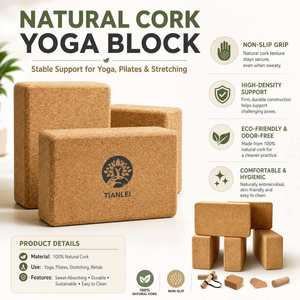 Custom Logo Ergonomic Cork Yoga <strong>Brick</strong> Wholesale High Density Natural Non Slip Eco Friendly Durable Breathable Block Yoga Pilates - Product Image 2