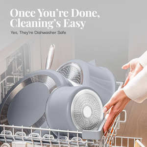 18-teiliges klassisches Keramik-Aluminium-Antihaft-Kochgeschirrset mit abnehmbarem Griff, Deckeln aus gehärtetem Glas, ofen- und spülmaschinenfest für den Heimgebrauch. - Product Image 5