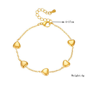 Heart Shape Gold Plated Charm Bracelet For Women Gift Jewelry Stainless Steel Chain B1095 - Product Image 4