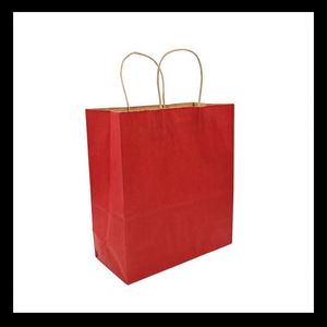 White Kraft Paper Hand Length Handle Recyclable Paper <b>Bag</b> with Offset Printing - Product Image 2