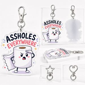 Porte-clés drôle en acrylique « Assholes Everywhere » pour papier toilette, cadeau farfelu en gros - Product Image 5