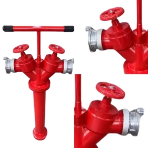 Idrante antincendio a doppia valvola in stile russo, fuori terra e interrato, con riser - Flessibile, durevole, facile da usare, rosso, pressione 10 bar, in ghisa - Product Image 2