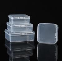 Mini boîte de rangement organisateur en plastique transparent vide carrée personnalisée avec couvercles à charnière pour petites boîtes d'emballage de cadeaux artisanaux