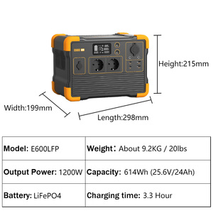 โรงงานขายส่งสถานีพลังงานแบตเตอรี่ 1200W 614WH เครื่องกำเนิดพลังงานแสงอาทิตย์พร้อมแผงโซลาร์เซลล์สำหรับจัดเก็บพลังงานภายในบ้าน - Product Image 6
